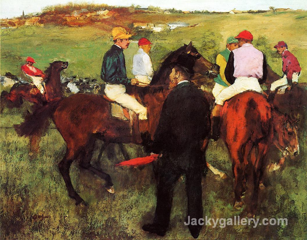 Racehorses at countryside by Edgar Degas paintings reproduction
